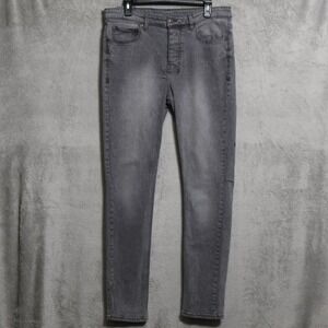 Ksubi Jeans Mens 34x32 Gray Black Denim Slim Skinny Stretch Fade Streetwear
